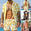 Pikkukuva 3 / 3: Miesten Havaiji Boho Kesäasu Lyhythihainen Paidan Shortsit Set Holid