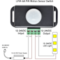 Miniatyrbild 2 av 5: DC12V 8A Justerbar Rörelsesensor Automatisk Strömbrytare för Skåp, Vardagsrum, Trappor, Garage, LED-Strip Lights.