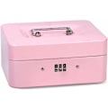 Miniatyrbild 1 av 5: Låsbar säkerhetsbox i stål, minilåda, minilåda i stål, för bulkpengar, mynt (rosa)