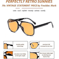 Pikkukuva 4 / 5: Vintage Retro 70-luvun Aurinkolasit Naisille ja Miehille Klassiset Suuret Neliömäiset Aviator-Kehykset Uv400 Trendikkäät Oranssit Lasit