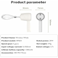 Miniatyrbild 2 av 5: USB-laddningsbar sladdlös elektrisk batteridriven, 5 hastigheter 304 rostfritt stål automatisk visp, multifunktionshandmixer, bärbar elektrisk äggvisp kök (vit)