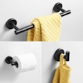 Miniatyrbillede 5 af 5: Matte Sort Badeværelsestilbehør, Toiletpapirholder/Vægmonteret Håndklædeholder/Krog, 3 Dele