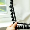 Miniatyrbillede 4 af 5: Sort og hvid Boho køkken gardiner til vinduer Bohemian Farmho