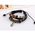 Miniatyrbillede 4 af 5: Premium læderarmbånd [flet] til mænd i sort og brun,   god gaveidé til mænd - 2 stk.