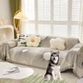 Minimalistisk Chenille Sofaovertræk til Hunde og Katte - Sort og Beige - Jacquard Sofa Beskytter - Multi-Use - Vaskbar - Loveseat Sofa Betræk - 180 x