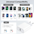 Miniatyrbild 2 av 5: USB-C-kontakt, 2-pack 20W snabbladdare för iPhone 15/14, Galaxy, Pixel, USBC Typ C väggströmadapter