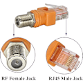 Miniatyrbillede 3 af 5: RJ45 Han til Hun RF Ethernet Koaksial Konverter Adapter til Linjetestere, Linjefindere, Linjedetekter og andet Detektorudstyr (2-pak/F til RJ