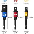 Miniatyrbilde 2 av 5: 7 stk. Sockeladapter 1/2 3/8 1/4 Hex Drill Bits Adaptersett Nøkkelmutter Reduser Sockeladapter Konverter Skralle Nøkler Bits