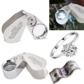 Miniatyrbilde 2 av 5: 40X Juvelerlupe Metall Folding Lupe med UV LED Lys Forstørrer