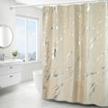 Miniatyrbillede 1 af 4: (Beige) Simpelt Sølv Marmoreret Bruseforhæng - 180x180cm, Maskinvaskbart Polyester Bruseforhæng med Vægtet Bundkant og 12 Kroge, Badeværelse