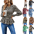 Miniatyrbilde 4 av 4: Kvinners Topper Casual Lang Arm Crewneck Blomstertrykk Smocked Ruf