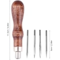 Pikkukuva 3 / 5: Nahkaompelu-ulna, 4 in 1 puukahvainen nahkaompelu-ulna DIY L
