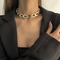 Pikkukuva 3 / 4: Kuubalainen paksu lenkkiketju Choker Unisex Punk Style Paksu Leveä Kaulakoru