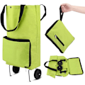 Miniatyrbillede 1 af 5: Foldbar Indkøbspose med Hjul, Foldbar Indkøbsvogn med Gummihjul, Oxford Klud Foldbar Trolley Taske, Genanvendelig Indkøbsvogn til Supermarked
