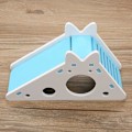 Miniatyrbillede 3 af 5: Træ Hamsterhus Bur Til Hamster Hule Habitat Rede Med Trappe