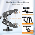 Pikkukuva 3 / 5: Super Clamp -kamerakiinnike 1/4 ja 3/8 tuuman kierteillä, Mini Magic Arm Super Clampilla, 360° pallopäävarsi DLSR-kameralle, Gopro, Action Cam, Mon