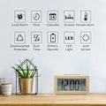 Miniatyrbild 2 av 5: Trädigital väckarklocka, aboveClock LED väckarklocka icke-tickande digital klocka med datum, temperaturvisning, snooze-funktion, batteridriven digital klocka, 3 AAA-batterier krävs