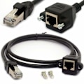 Miniatyrbilde 1 av 5: RJ45 Ethernet Skjøtekabel - Cat 5E/5 Cat 6 - Hann til Hunn - Skjermet Skrue - Panelmontering - LAN Internett Nettverkskabel 1.5 Meter