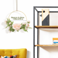 Miniatyrbillede 2 af 5: Guldophængte kranse, kunstig blomst, rund ramme, lyserød rose G