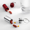 Miniatyrbillede 3 af 5: 2x Pilleæske - Mini Tabletkasse med nøglering - Bærbar Pilleæske Medicin Kontor Rejse - Sort-Rød