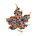 Miniatyrbillede 1 af 5: Kvindernes Farve Diamant Rhinestone Ahornblad Brosche Pin