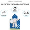 Miniatyrbillede 3 af 5: Børne badekåbe med hætte - Blød mikrofiber badehåndklæde i absorberende bomuld - Poncho håndklæder - Sød tegneserie astronaut print - Badekåbe til drenge - Svømning pool coverups 30\"*55\", Blå Astronaut