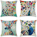 Miniatyrbilde 1 av 5: 4 stk Polyester og Lin Dekorativ Putetrekk Sofa Bil Hjem Dekorasjon Putetrekk 45 x 45cm (Fargemalte Dyr)