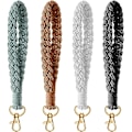 Miniatyrbillede 1 af 5: 4 stk. Macrame nøglering håndledsrem nøglering strop holder håndlavet nøglering armbånd væv Boho nøgleringe