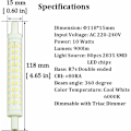 Miniatyrbillede 3 af 5: 2-PCS 10W R7s 118mm LED-pære Justerbar Varm Hvid 3000K 100W Halogen
