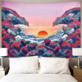 Pikkukuva 2 / 5: Gobeläng Sunset gobeläng 3D stor våg gobeläng japansk rum gobelänger