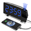 Miniatyrbillede 2 af 4: Vækkeur Radio til Soveværelse, Projektionsvækkeur med FM-radio, USB-oplader, Dobbelt Alarm, Snooze, Sleep Timer, 12/24H, Tydeligt Digitalt Ur