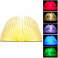 Miniatyrbillede 1 af 5: Sammenklappelig LED boglampe i træ, 5 farver natlampe, lysende bog til soveværelse, hjem og kontor dekoration, USB genopladelig, 360° foldbar, hvidt kort