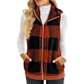 Miniatyrbillede 2 af 5: (M) Dames Mode Plaid Fleece Vest Casual Fuzzy Ærmeløs Fuzzy Sherpa Vest Fluffy Lynlåsjakke Varmt Yderbeklædning