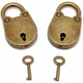 Sett med 2 Mini Gamle Stil Archaize Form Hengelås med Nøkkel, Antikk Bronse Mini Hengelås