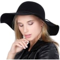 Miniatyrbilde 2 av 5: Kvinner Dame Retro Bred Bremskjerm Stor Floppy Panama Hat Belt Ull Fedo
