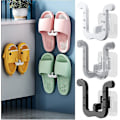 Miniatyrbild 1 av 5: 3-pack badtoffelställ, multifunktionellt skoställ, väggmonterat utan borrning, självhäftande hopfällbart skoställ