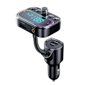 Pikkukuva 1 / 5: Bluetooth FM-lähetin kahdella mikrofonilla, [Yksi näppäin FM:n sammuttamiseen] Langaton handsfree-autosarja 3 USB-portilla, tukee USB-muistitikkua/AUX-lähtöä