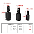 Miniatyrbilde 2 av 5: 3 stk Impact Gimbals Sett 1/2\" 3/8\" 1/4\" Reduser Adaptere Med Ball Og Spri