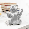 Miniatyrbillede 3 af 4: Engel harpiks have statue, smuk engel skulptur mindesmærke sta