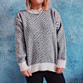 Miniatyrbild 3 av 5: Oversized tröjor för kvinnor Höst  Trendig Crewneck Batwing Lång S