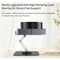 Miniatyrbilde 3 av 5: Nettbrettstativ - Justerbart og sammenleggbart skrivebordstilbehør - Universelt skrivebordsstativ - 360° rotasjon med anti-stress effekt - Svart aluminium