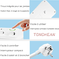 Pikkukuva 3 / 4: 3-osainen pistorasia seinään 4 USB-portilla ja 1 USB C -portilla, 8-in-1 sähköpistorasia, pistorasia kotitoimistoon musta (17,2 * 8,6 * 3,8 cm)