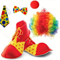 Miniatyrbild 1 av 5: Clown dräkt set inklusive rekvisita clown peruk näsa skor fluga för Halloween karneval tema