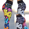Miniatyrbild 3 av 5: Kvinnor Digital Tryck Träning Leggings Hög Midja Push Up M