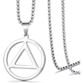 Miniatyrbild 3 av 4: Halsband för män i rostfritt stål AA Recovery Triangle Halsband Nykterhetsgåvor för män