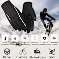 Miniatyrbild 2 av 5: Vinterhandskar för män och kvinnor Pekskärm Handskar Vattentäta Skidhandskar Varmt Cykelhandskar Termiska Handskar Pekskärm Handskar för Motorcykel Snowboard Cykling (Svart M)
