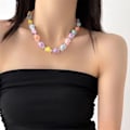 Miniatyrbilde 2 av 5: Fargerikt hjerteharpiks halskjede perle choker Y2K hjerte for kvinner Tee