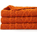 Miniatyrbild 1 av 5: Orange filt 130 x 170 cm Varm höstfilt för soffa, Halloween filt, vävd chenille stickad filt, supermjuk, mysig, höstdekorativ filt