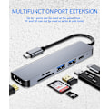Pikkukuva 3 / 5: USB C -keskitin, USB C -sovitin MacBookille, 6-in-1 USB Type-C - HDMI 4K -moniporttikeskitin, yhteensopiva Type-C -kannettavien, kuten MacBook Pron, Dell XPS:n ja Chromebookin kanssa