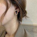 Miniatyrbilde 2 av 5: Kvinners øredobber Asymmetriske Runde Hule Runde Sorte Stud Øredobber Rhinestone Tilbehør Til Kvinner
